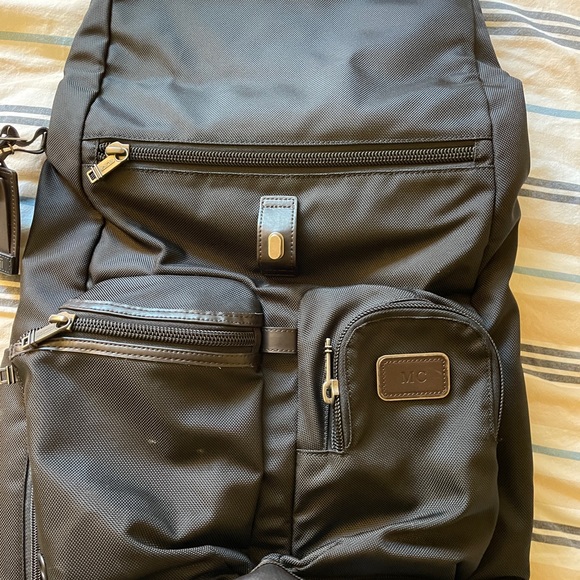 Tumi Alpha Bravo Luke Roll-Top Backpack in Hickory Black Brown Ballistic Nylon - Picture 3 of 10